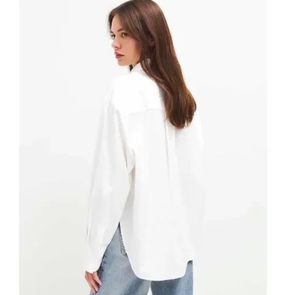 Reformation Andy Oversized Long Sleeve Button-Up Shirt White - Picture 3 of 13